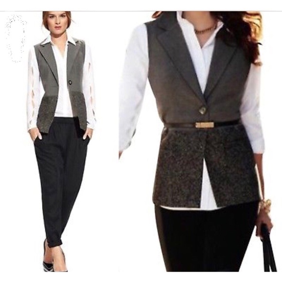 CAbi Jackets & Blazers - CAbi Over the Moon Sleeveless Vest Gray One Button